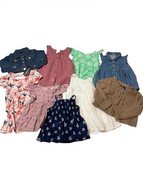 12 Month Baby Girl Bundle, Mixed Lot, Navy, Pink, Green, White, Brown, Denim